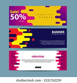 banner set with Flat & Dynamic Design. Colorful geometric shapes composition.