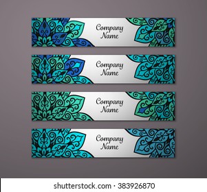 Banner set. Floral mandala pattern and ornaments. Oriental design Layout. Asian, Arabic, Indian, ottoman motifs.