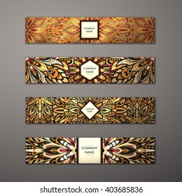 Banner set. Floral mandala pattern and ornaments. Oriental design Layout. Asian, Arabic, Indian, ottoman motifs.