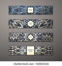 Banner set. Floral mandala pattern and ornaments. Oriental design Layout. Asian, Arabic, Indian, ottoman motifs.