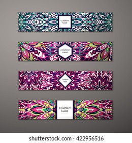 Banner set. Floral mandala pattern and ornaments. Oriental design Layout. Asian, Arabic, Indian, ottoman motifs.