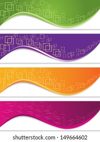 Banner set with geometric forms