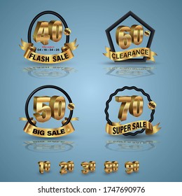 Banner set gold 3D style. Vector illustration for promotion Advertising.