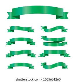 Banner set green ribbons vector illustration