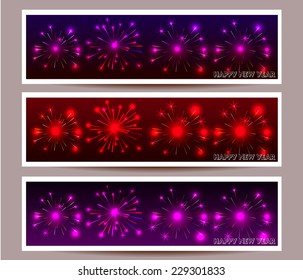 banner set of happy new year