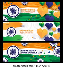 banner set indian independence day with creative design