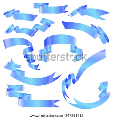 banner set isolated blue ribbons on a white background, vector