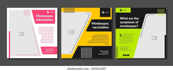 Banner set layout for posts monkeypox, vector illustration. Creative informational message