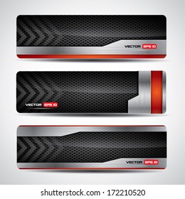 Banner set - metallic and carbon layout with red design elements