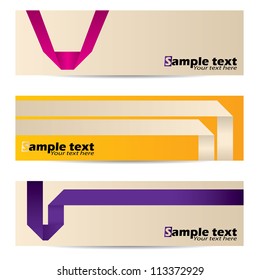 Banner set on white background with different origami paper shape