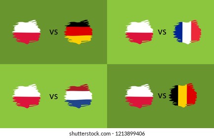 Banner set with Poland and Europe countries flags in flat style. For web, print and creative design.