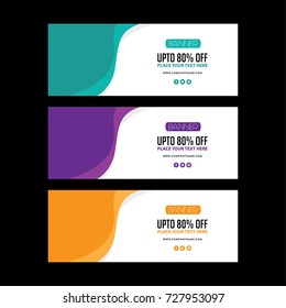 Banner set. poster vector design. Facebook cover set. Green. Orange poster. purple sale banner