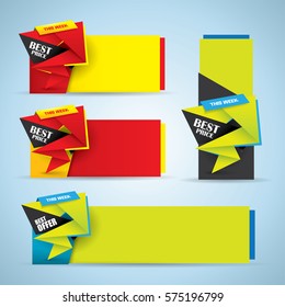 Banner set with promotional bubbles - vibrant and colorful design