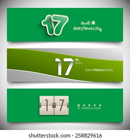 Banner set of saint Patrick's day,seventeenth march.