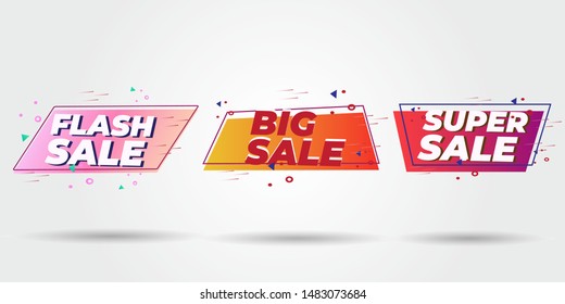 Banner Set Shape Sale with text promotion for web 