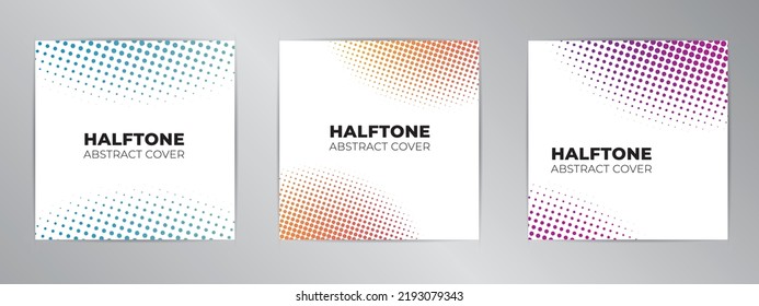 Banner set for social networks. Halftone and gradient background. Vector