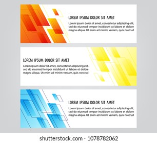 banner set square pattern colorful vector design