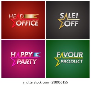 Banner set with star line. Vector illustration.