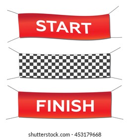 Banner set start finish illustration in flat style eps10