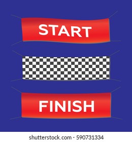 Banner set start finish illustration in flat style 