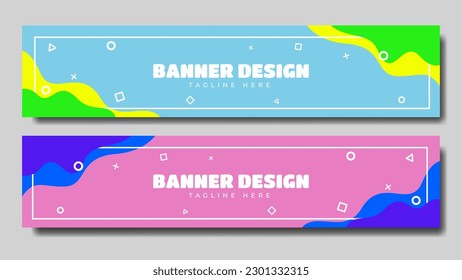 Banner set template design with soft and abstract color