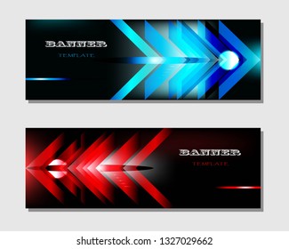 Banner set template with light futuristic colored effect