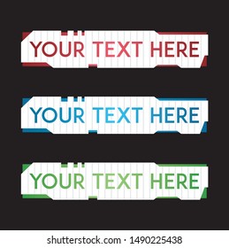 banner set, text box, title box, speech text, speech title, frame text, frame title, text border, title border