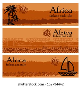 Banner set of travel. Tropical landscape