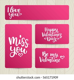 Banner set for Valentine's Day with hand drawn vector lettering. 