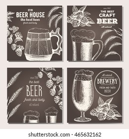 Banner set. Vector illustration in sketch style. Hand drawn beer banners. Line drawing