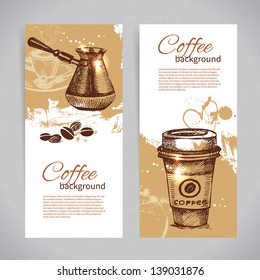 Banner set of vintage coffee backgrounds. Menu for restaurant, cafe, bar, coffeehouse