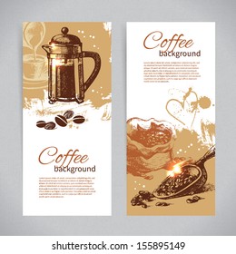 Banner set of vintage coffee backgrounds. Menu for restaurant, cafe, bar, coffeehouse  