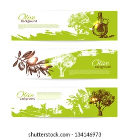 Banner set of vintage olive background splash backgrounds