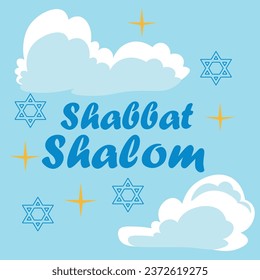 Banner for Shabbat Shalom on light blue background