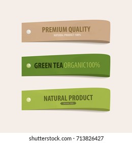 banner shapes vector design. natural green label tags.