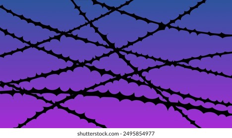Banner with sharp spikes on a dark background in horror style. Vector illustration