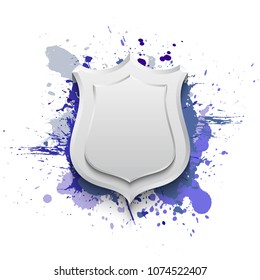 Banner shield blot presentation, splash poster. Graphic composition grunge presentations. shield banners annotations. Color graffiti splash sticker banner for registration of proposals blot circle