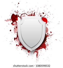 Banner shield blot presentation, splash poster. Graphic composition grunge presentations. shield banners annotations. Color graffiti splash sticker banner for registration of proposals blot circle