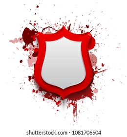 Banner shield blot presentation, splash poster. Graphic composition grunge presentations. shield banners annotations. Color graffiti splash sticker banner for registration of proposals blot circle