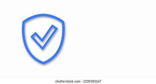 Banner shield check mark icon. Place for your text. Cope space. Vector illustration