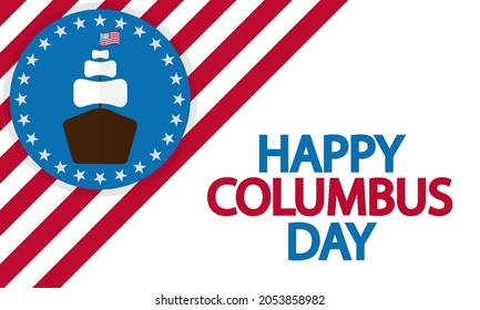 Banner with the ship of america for columbus day, vector art illustration.