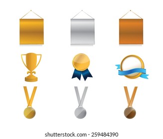 banner signs concept icon set illustration design over white