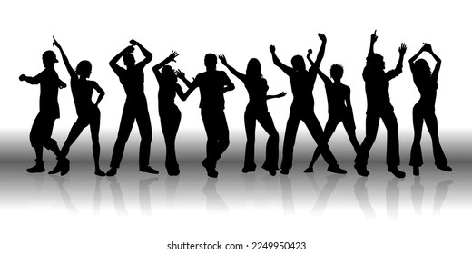 Banner with silhouettes of a group of people dancing