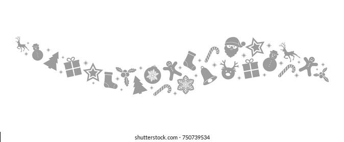 Banner with silver Christmas ornament. Vector.