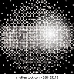 banner of silver sequins on a black background