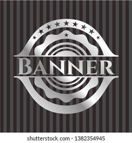 Banner silvery shiny badge. Vector Illustration. Mosaic.