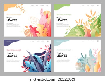 Banner, site, poster floral template, landing page with place for your text. Leaves vector background.