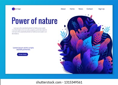 Banner, site, poster template, landing page with place for your text. Leaves vector background.
