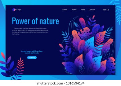 Banner, site, poster template, landing page with place for your text. Leaves vector background.
