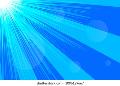 Banner sky, rays, abstract blue summer background. Vector illustration